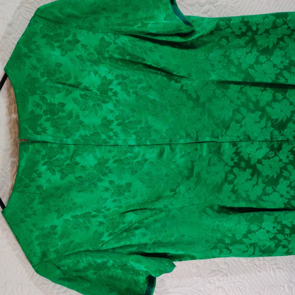 Vintage 1960s Handmade Brocade Rose Print Lined Dress & Short Jacket - Picture 15 of 16